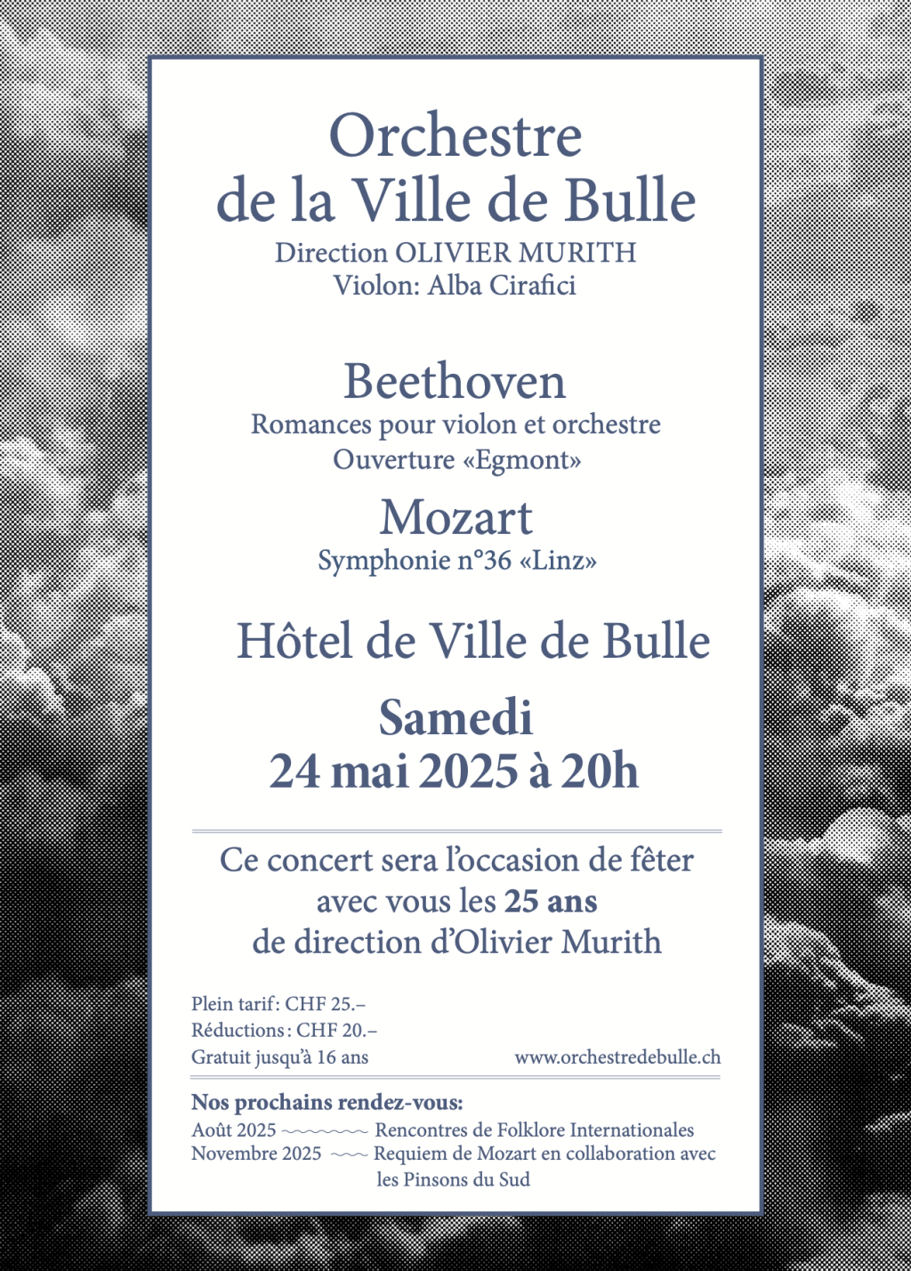 Orchestre de la Ville de Bulle: concert anniversaire 25 ans de direction d'Olivier Murith
