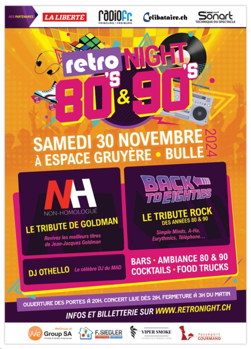 Retro Night, la plus grande soirée des années 80 & 90 de cette fin d'année à Bulle